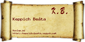 Keppich Beáta névjegykártya